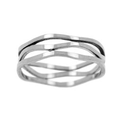SET 12 ANILLOS DE ACERO - OLAS DE MAR DELGADO - Imagen 3