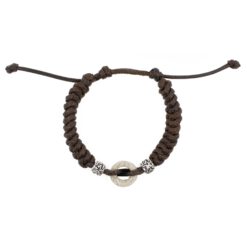 PULSERA MACRAMÉ MARRON CON DONUT DE LAVA - Imagen 3