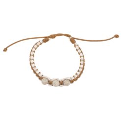 PULSERA MACRAMÉ BEIGE-CAMEL CON 3 BOLAS DE LAVA - Imagen 5