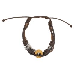 PULSERA CUERO-MACRAME-METAL DONUT - Imagen 3