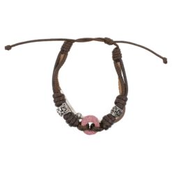 PULSERA CUERO-MACRAME-METAL DONUT - Imagen 4