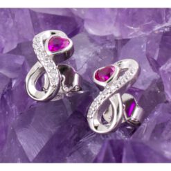 Pendientes Plata de Ley 925 INFINITO CORAZON CIRCONITA LILA REF. 490 - Imagen 3