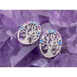 Pendientes Plata de Ley 925 ARBOL DE LA VIDA CIRCONITA COLOR REF. 490 - Imagen 3