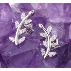 Pendientes Plata de Ley 925 TALLO DE HOJAS CIRCONITA REF. 490 - Imagen 3