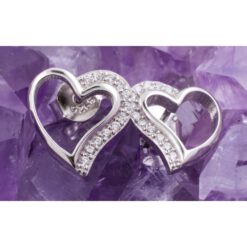 Pendientes Plata de Ley 925 CORAZON MEDIO CIRCONITAS REF. 490 - Imagen 3