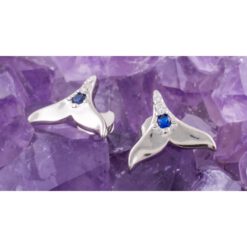 Pendientes Plata de Ley 925 COLA DELFIN CIRCONITA AZUL REF. 490 - Imagen 3