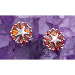 Pendientes Plata de Ley 925 RUEDA ESTRELLA CIRCONITA NARANJA REF. 490 - Imagen 3