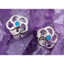 Pendientes Plata de Ley 925 FLOR ONDA CIRCONITA AZUL REF. 390 - Imagen 3