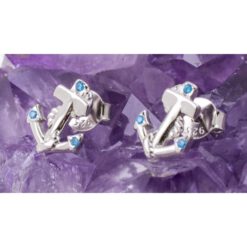Pendientes Plata de Ley 925 ANCLA CIRCONITAS AZUL REF. 390 - Imagen 3