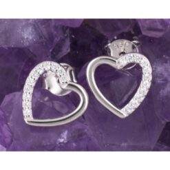 Pendientes Plata de Ley 925 MEDIO CORAZON CIRCONITAS REF. 390 - Imagen 3