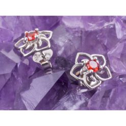 Pendientes Plata de Ley 925 FLOR CIRCONITA NARANJA REF. 390 - Imagen 3