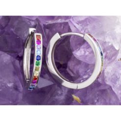 Pendientes Plata de Ley 925 ARGOLLA CIRCONITAS COLORES REF. 990 - Imagen 4