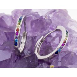Pendientes Plata de Ley 925 ARGOLLA CIRCONITAS COLORES REF. 990 - Imagen 3