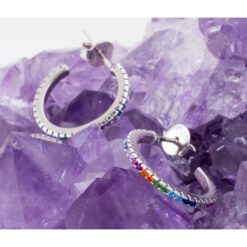 Pendientes Plata de Ley 925 ARGOLLA CIRCONITAS COLORES REF. 790 - Imagen 3