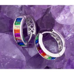 Pendientes Plata de Ley 925 ARGOLLA CIRCONITAS COLORES REF. 690 - Imagen 3