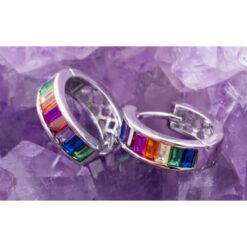 Pendientes Plata de Ley 925 ARGOLLA CIRCONITAS COLORES REF. 690 - Imagen 4