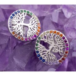 Pendientes Plata de Ley 925 ARBOL DE LA VIDA RAICES CIRCONITAS COLORES REF. 690 - Imagen 3