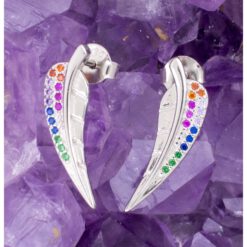 Pendientes Plata de Ley 925 PLUMA CIRCONITAS COLORES REF. 690 - Imagen 3