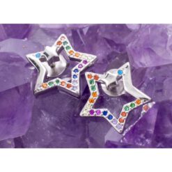 Pendientes Plata de Ley 925 ESTRELLA CIRCONITAS COLORES REF. 690 - Imagen 3