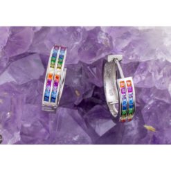Pendientes Plata de Ley 925 ARGOLLA CIRCONITAS DOBLE COLORES REF. 1490 - Imagen 4
