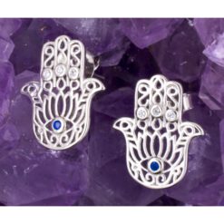 Pendientes Plata de Ley 925 MANO DE FATIMA RELIEVE CIRCONITA REF. 590 - Imagen 3