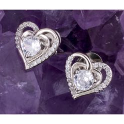 Pendientes Plata de Ley 925 CORAZON PIEDRA CIRCONITA REF. 590 - Imagen 3