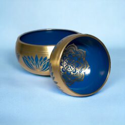 CUENCO TIBETANO BRONCE FLOR DE LOTO GRANDE AZUL REF 3390 - Imagen 6