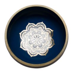 CUENCO TIBETANO BRONCE FLOR DE LOTO GRANDE AZUL REF 3390 - Imagen 3