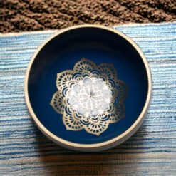CUENCO TIBETANO BRONCE FLOR DE LOTO PEQUEÑO AZUL REF 1690 - Imagen 4