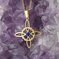 Colgante Nudo de Brujas en Acero Dorado con Circonita Azul  - REF 290 Mod 15 - Imagen 3