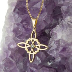 Colgante Nudo de Brujas en Acero Dorado con Circonita Blanca  - REF 290 Mod 14 - Imagen 3