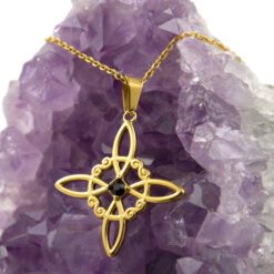 Colgante Nudo de Brujas en Acero Dorado con Circonita Negra l - REF 290 Mod 13 - Imagen 3