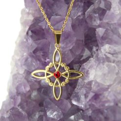 Colgante Nudo de Brujas en Acero Dorado con Circonita Roja  - REF 290 Mod 16 - Imagen 3