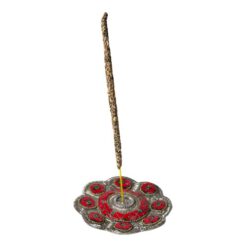 QUEMADOR INCIENSO-CONO METAL LABRADO FLOR 10CM DIÁMETRO - ROJO - Imagen 4