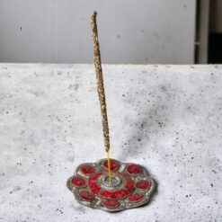 QUEMADOR INCIENSO-CONO METAL LABRADO FLOR 10CM DIÁMETRO - ROJO - Imagen 3