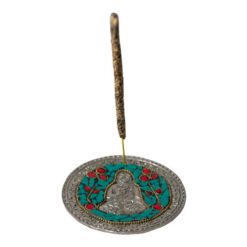 QUEMADOR INCIENSO METAL LABRADO BUDA 9,5 CM DIÁMETRO - TURQUESA - Imagen 4