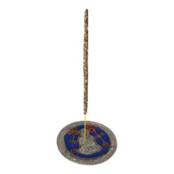 QUEMADOR INCIENSO METAL LABRADO BUDA 9,5 CM DIÁMETRO - AZUL - Imagen 4