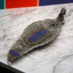QUEMADOR INCIENSO METAL LABRADO HOJA 22X5CM - DOS PIEDRAS AZUL - Imagen 3