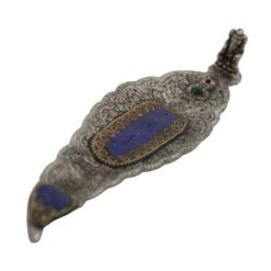 QUEMADOR INCIENSO METAL LABRADO HOJA 22X5CM - DOS PIEDRAS AZUL - Imagen 4