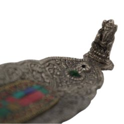 QUEMADOR INCIENSO METAL LABRADO HOJA 22X5CM - DOS PIEDRAS MULTICOLOR - Imagen 5