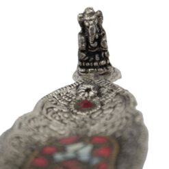 QUEMADOR INCIENSO METAL LABRADO HOJA 22X5CM - DOS PIEDRAS ROJO - Imagen 5