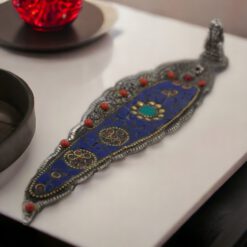 QUEMADOR INCIENSO METAL LABRADO HOJA 22X5CM - UNA PIEDRA AZUL - Imagen 3