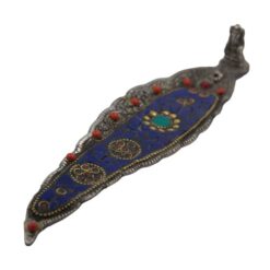 QUEMADOR INCIENSO METAL LABRADO HOJA 22X5CM - UNA PIEDRA AZUL - Imagen 4