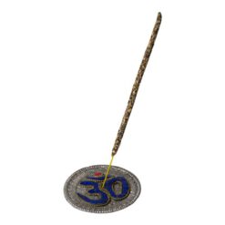 QUEMADOR INCIENSO METAL LABRADO SIMBOLO OM 8CM DIAMETRO - AZUL - Imagen 4