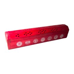 Quemador incienso cofre madera 7 chakras ROJO - REF 390 - Imagen 3