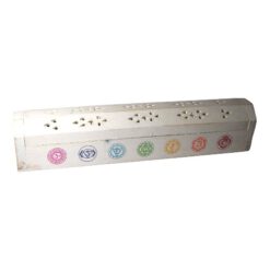 Quemador incienso cofre madera BLANCO 7 chakras en colores - REF 390 - Imagen 3