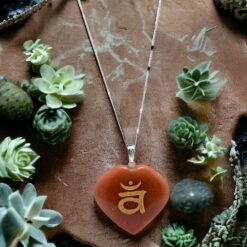 SET DE 7 COLGANTE CORAZÓN MINERAL CHAKRAS GRABADOS REF 890 - Imagen 10