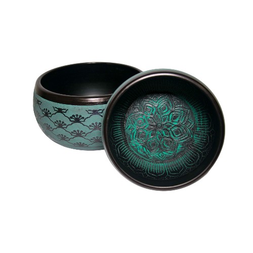 CUENCO TIBET 5 METALES NEGRO/TURQUESA PQ Ø16CM