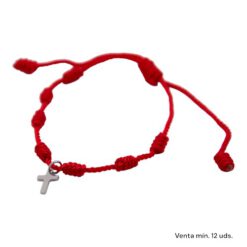 Pulsera 7 nudos roja Cruz Acero E5797-5