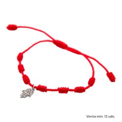 Pulsera 7 nudos roja Mano Fátima Acero E5797-5